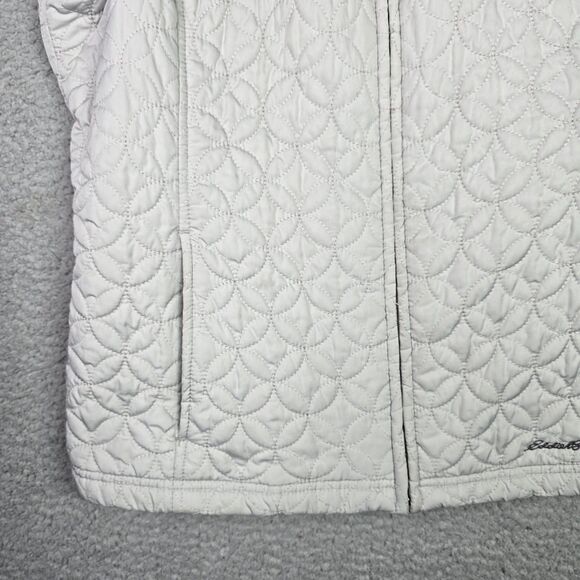 Eddie Bauer Vest Womens Large Silver Lightweight Full Zip Zipper Pockets Quilted - Picture 3 of 13